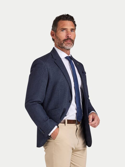 Herringbone Long Sleeve Wool Blazer