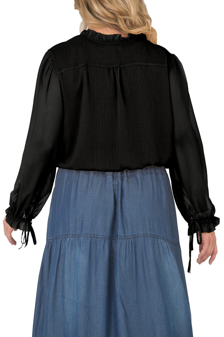 Standard & Practices Tie Neck Chiffon Top, Alternate, color, BLACK