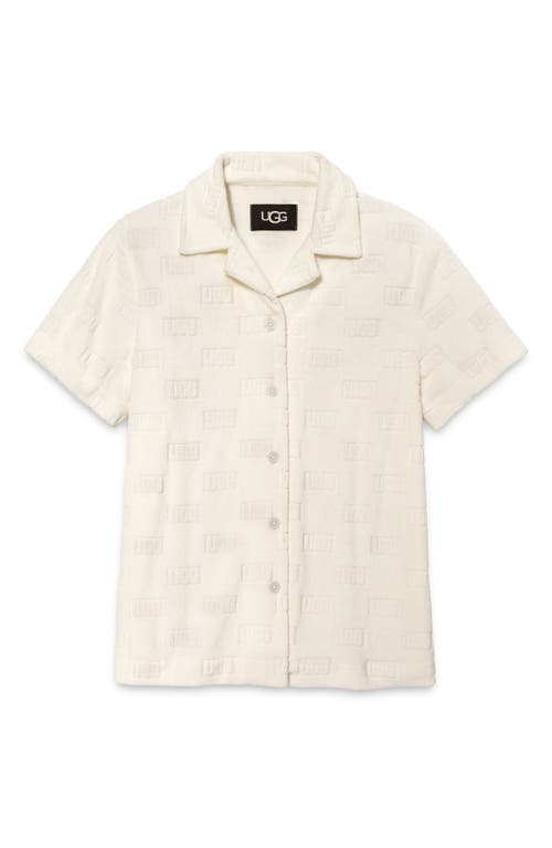 Ugg Shirina Block Terry Cloth Pajama Top In White