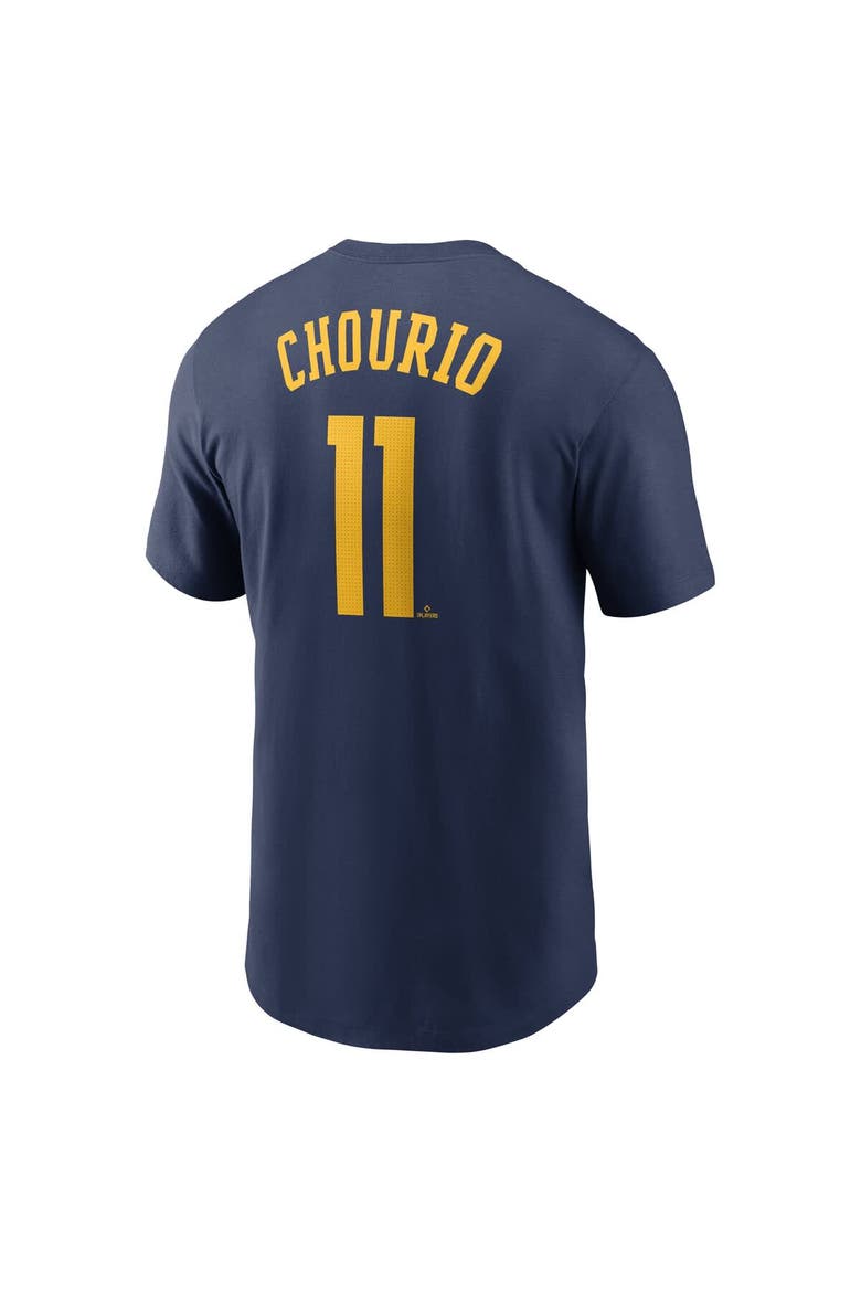 Men's Nike Jackson Chourio Navy Milwaukee Brewers Fuse Name & Number T-Shirt, Alternate, color, Navy