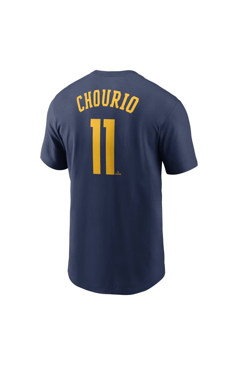 Nike Men's Nike Jackson Chourio Navy Milwaukee Brewers Fuse Name & Number T-Shirt, Alternate, color, Navy