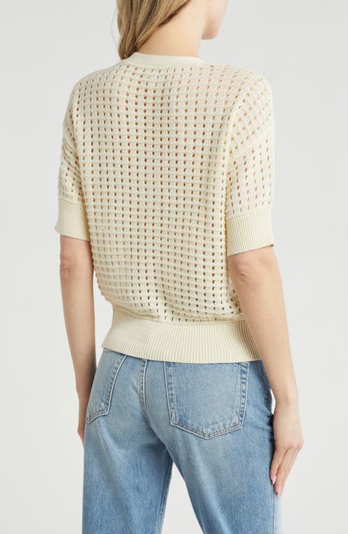 Melrose And Market Short Sleeve Open Stitch Cardigan In Neutral