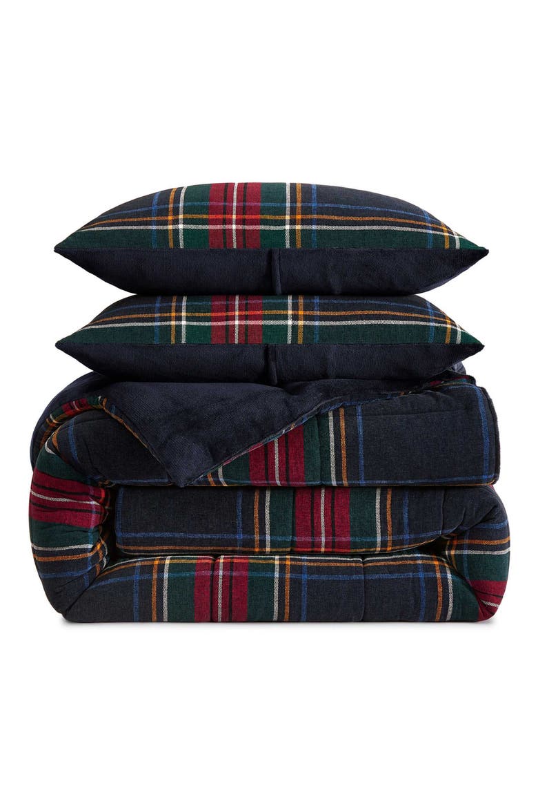Devon Tartan 3-Piece Comforter Set, Main, color, NAVY BLUE