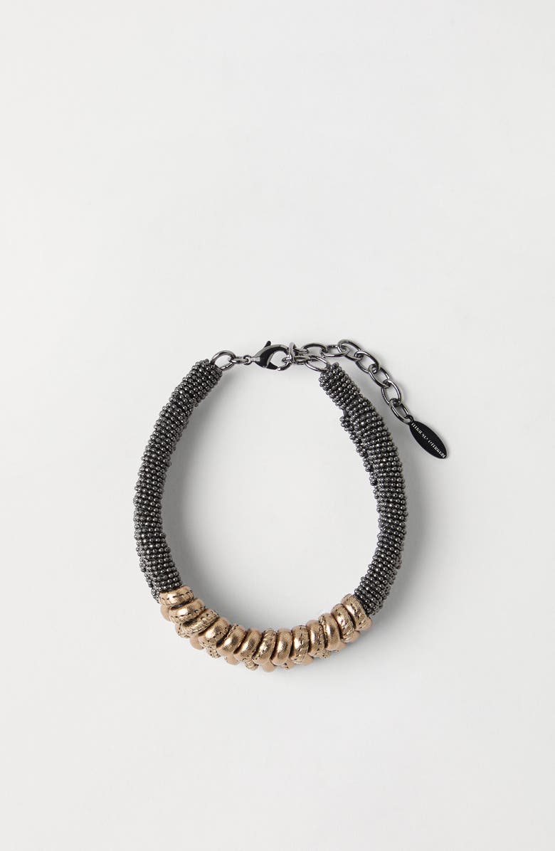Brunello Cucinelli Leather and monili bracelet, Alternate, color,