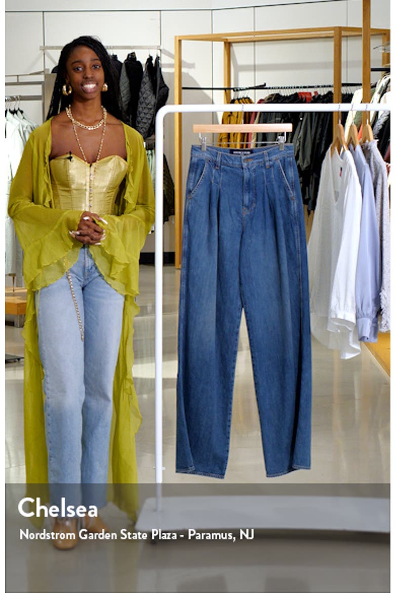 Veronica Beard Mia High Waist Double Pleat Wide Leg Jeans (Women
