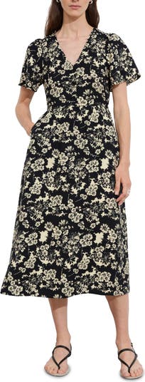 Floral Print A-Line Midi Dress
