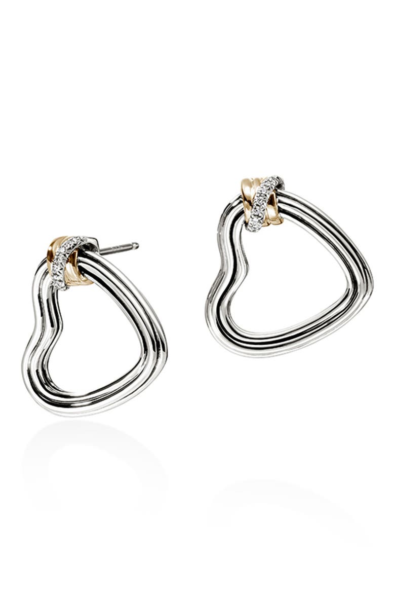 Bamboo Collection Heart Earrings, Main, color, SILVER AND GOLD