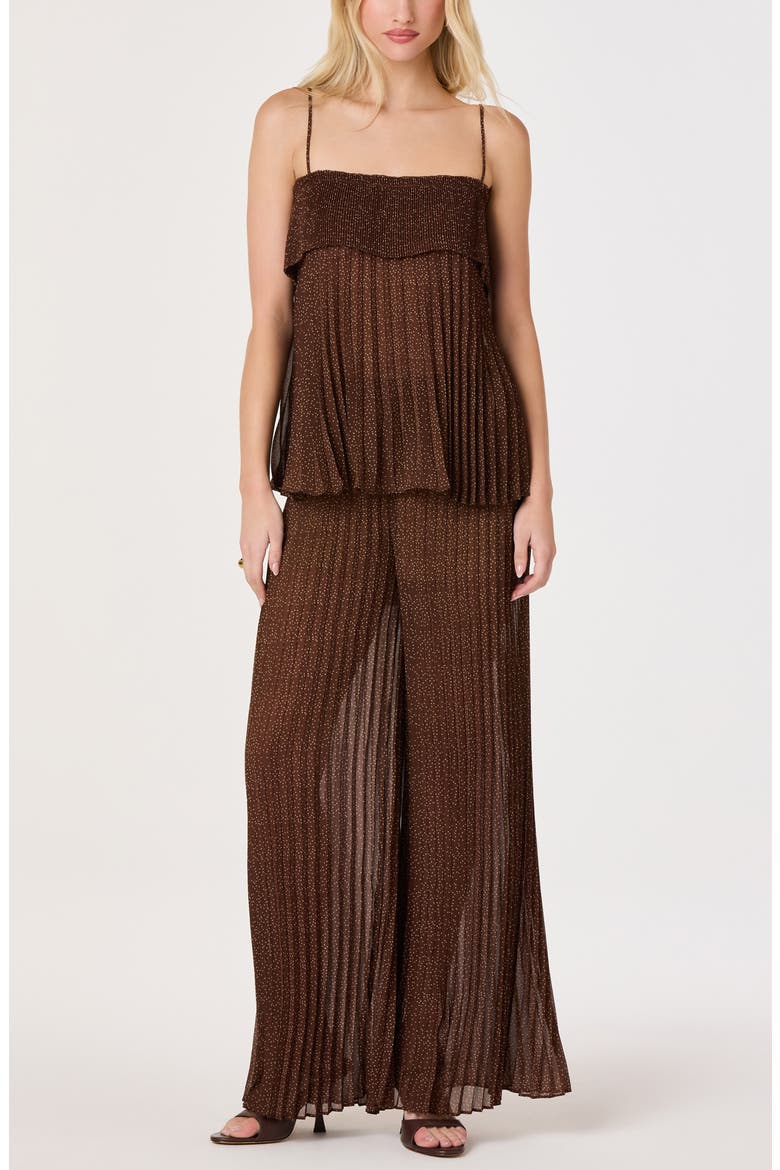 Janesa Plissé Wide Leg Pants, Alternate, color, BROWN POLKADOT