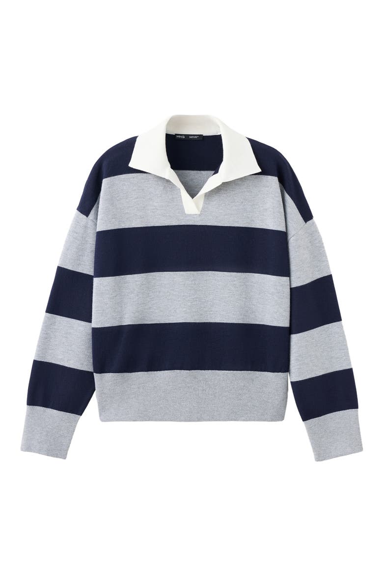 Stripe Polo Sweater, Alternate, color, MEDIUM HEATHER GREY