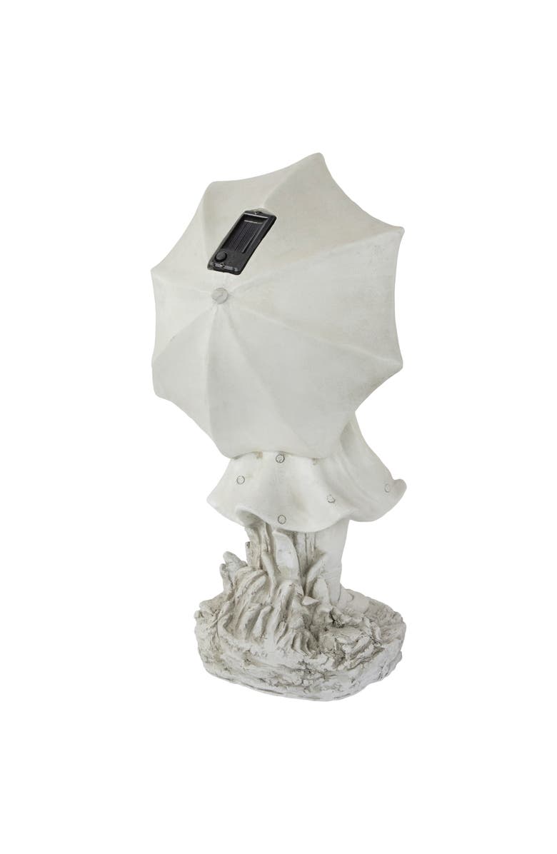 Northlight 18" Solar LED Lighted Girl with Umbrella Outdoor Garden Statue, Alternate, color, Gray