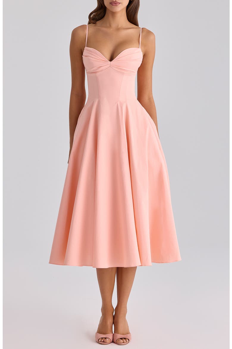 Dahlia Stretch Pima Cotton Cocktail Dress, Main, color, PEACH