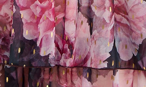 Socialite Floral Print Tiered Dress In Black