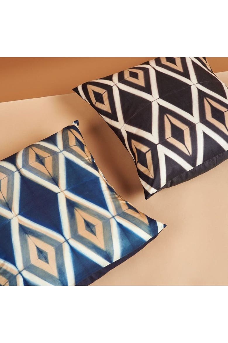 Tisa Black Handcrafted Shibori Print Mulberry Silk Pillow - Cover Only, Alternate, color, Black/Indigo