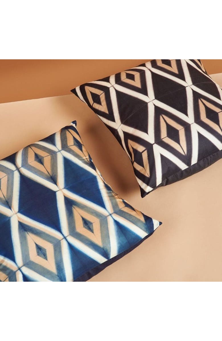 Studio Variously Tisa Black Handcrafted Shibori Print Mulberry Silk Pillow - Cover Only, Alternate, color, Black/Indigo