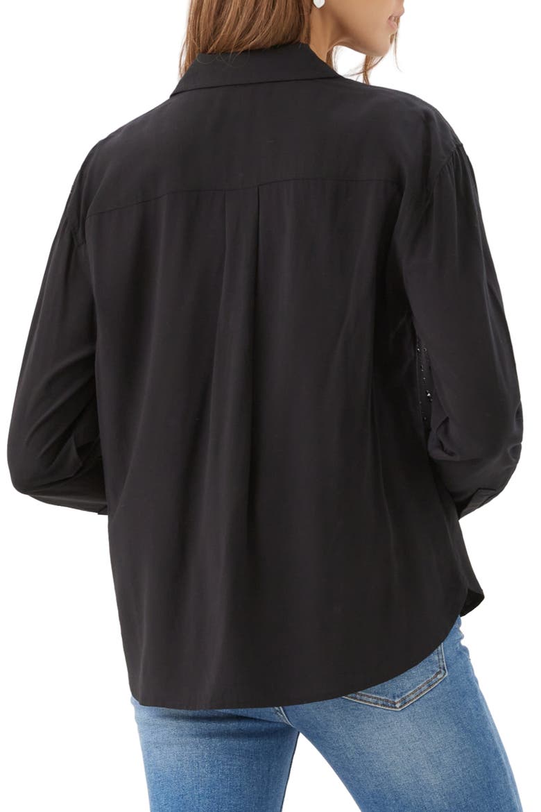 Gemstone Embellished Rayon Shirt, Alternate, color, BLACK