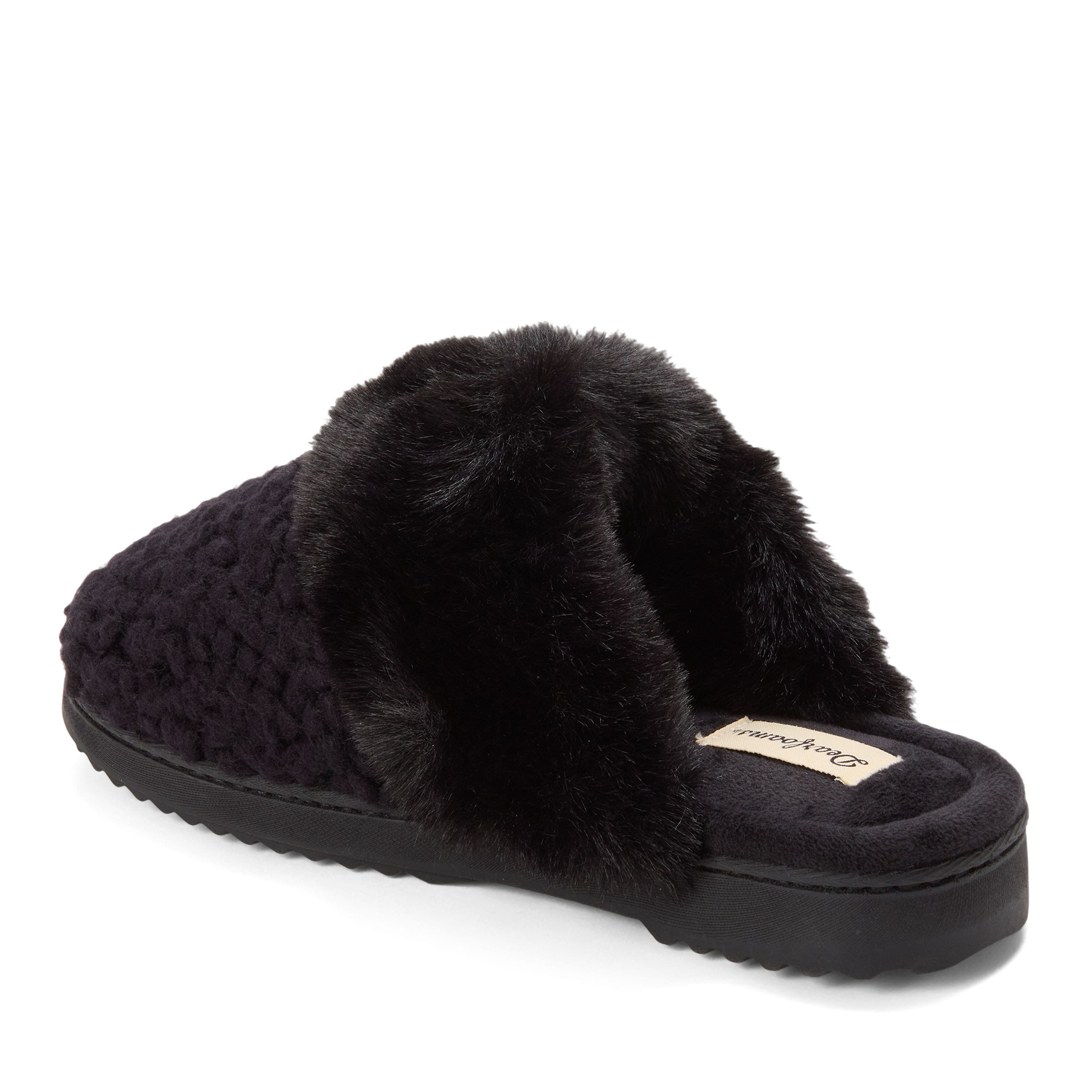 DEARFOAMS Courtney Knit Scuff Slipper, Alternate, color, Black Solid