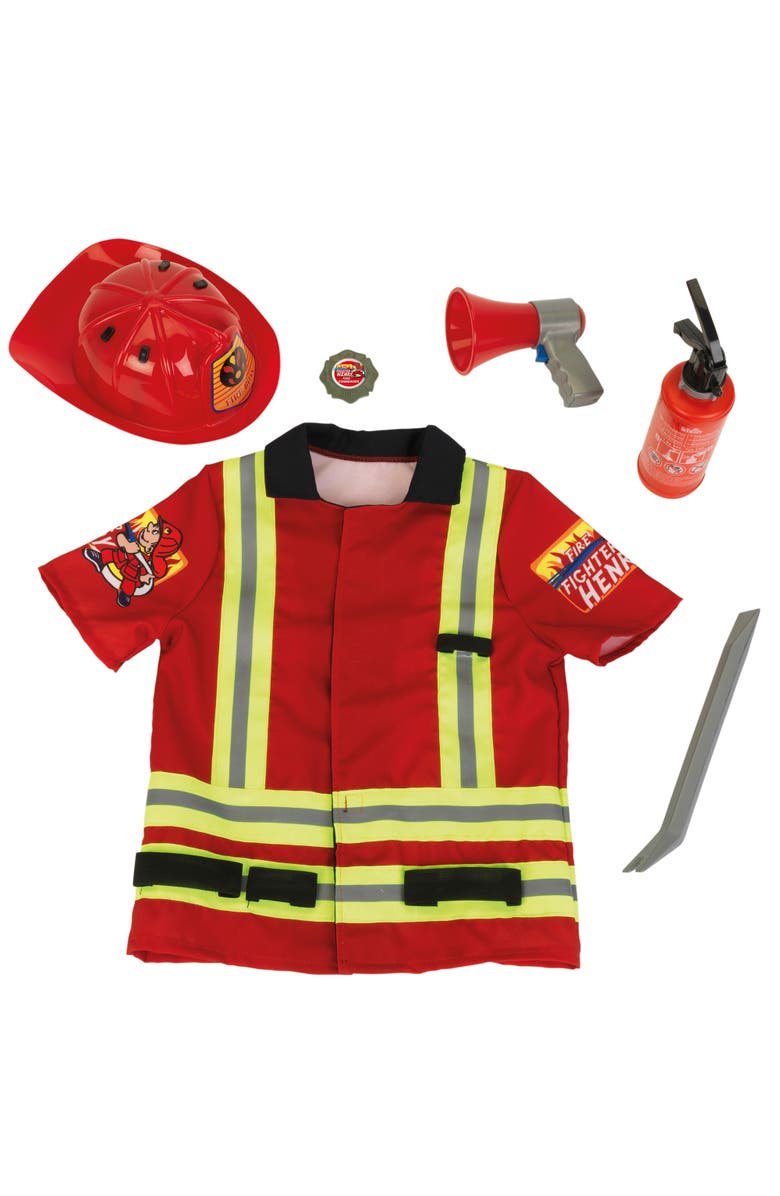 Klein Pro Firefighter Costume Red & Yellow 5 Piece Set, Ages 3+, Main, color, Red