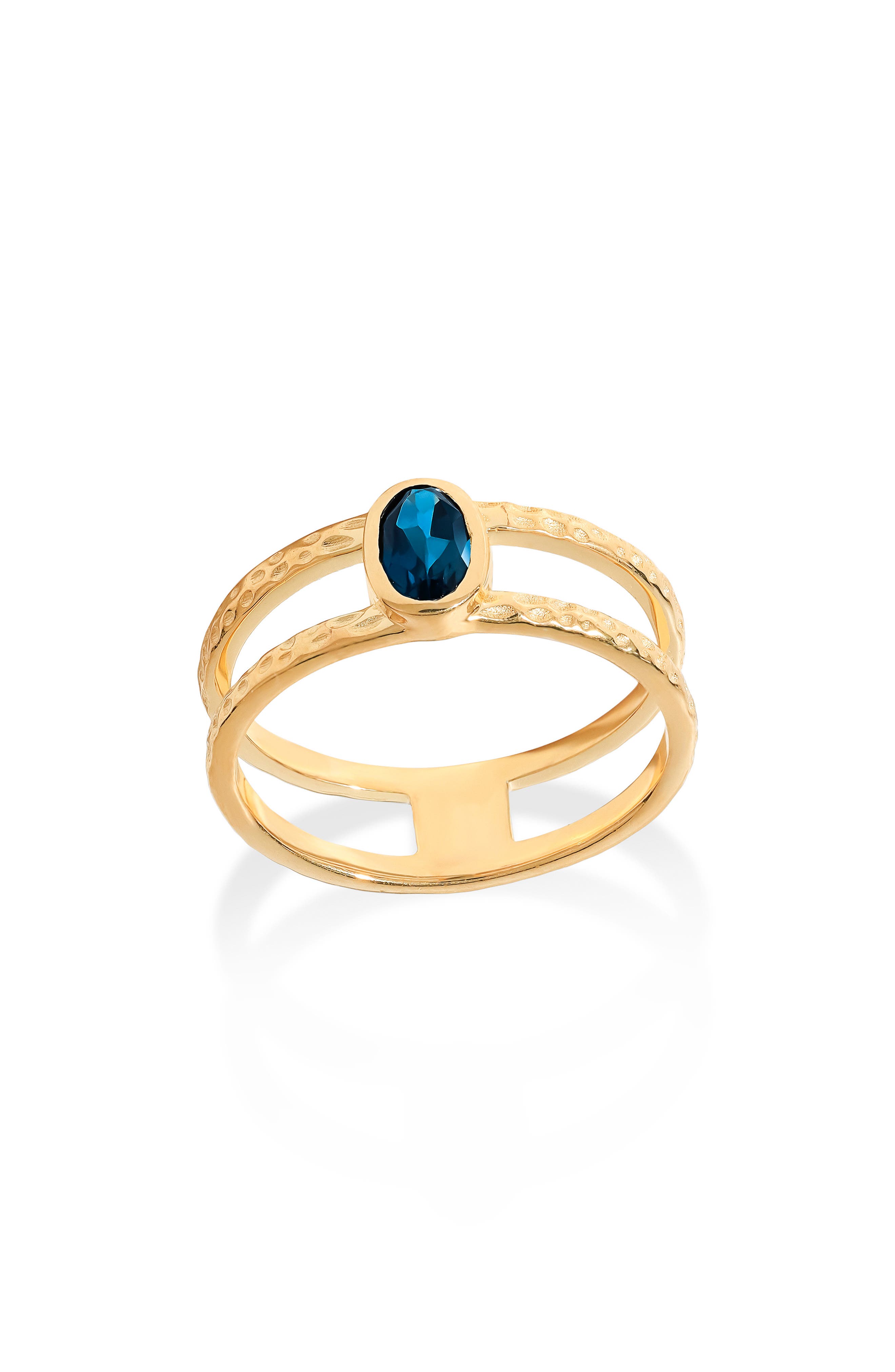 Goldtone Blue Quartz Ring