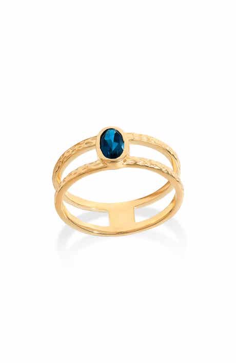 Goldtone Blue Quartz Ring