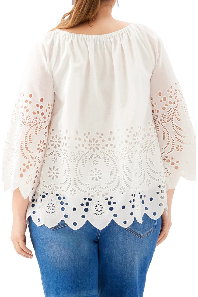 Eyelet Embroidered Peasant Top, Alternate, color, OFF WHITE