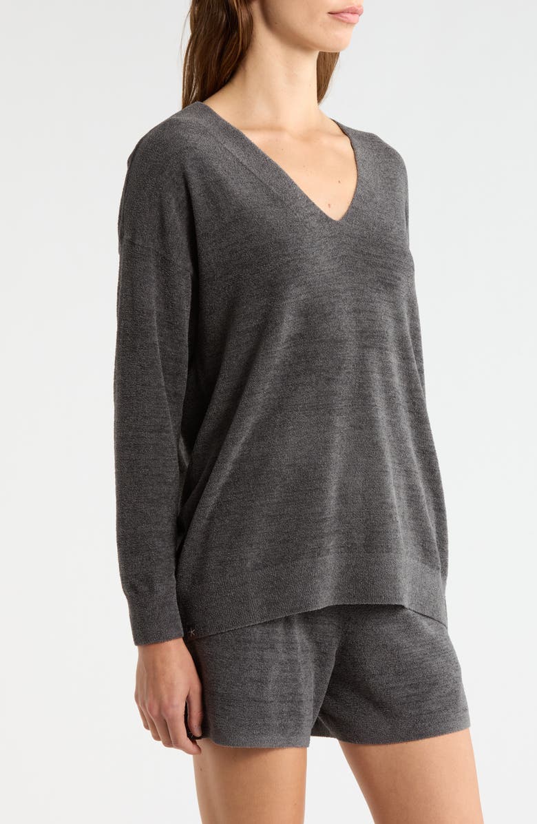 Barefoot Dreams<sup>®</sup> High-Low Hem V-Neck Pajama Pullover Sweater, Alternate, color, Carbon