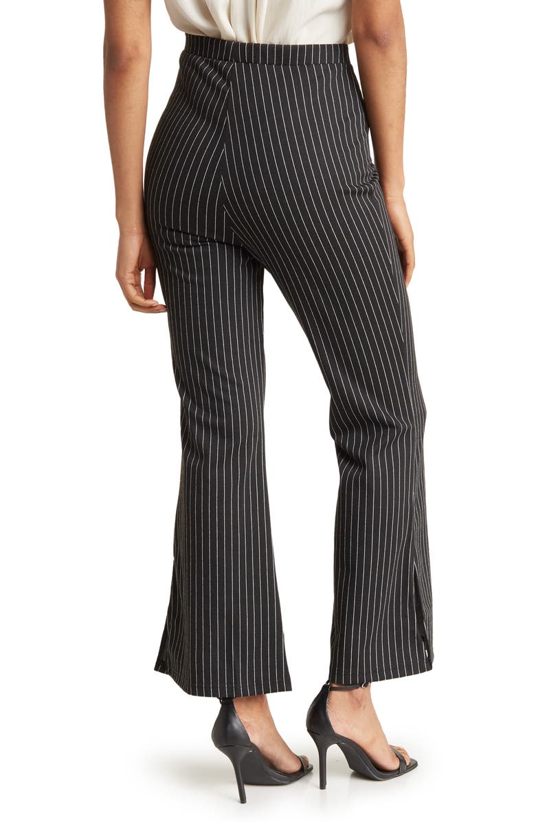 PATRIZIA LUCA Flare Leg Pinstripe Pants, Alternate, color, Black