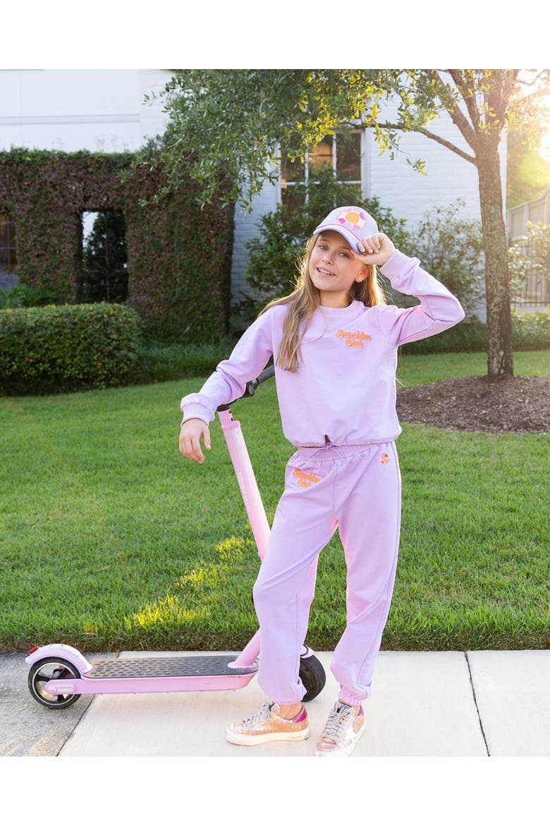 Girls' Sunshine Club Embroidered Jogger Set - Little Kid, Big Kid, Alternate, color, Lavender
