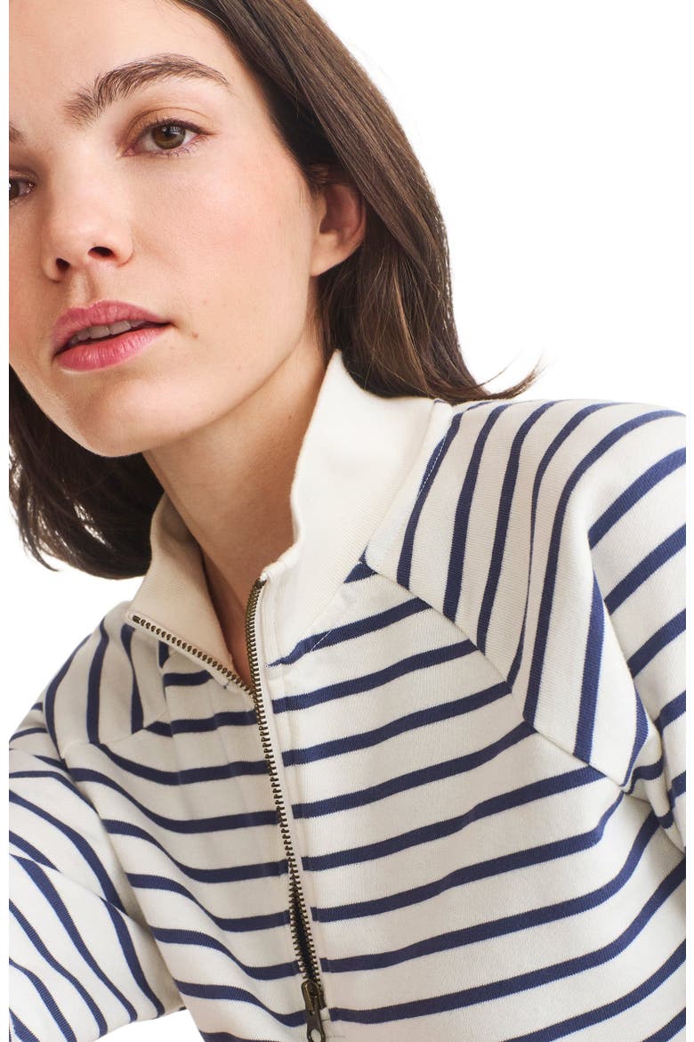 Women's Fit Half-Zip Sweatshirt, Alternate, color, Sunwashed Navy Ivory Stripe