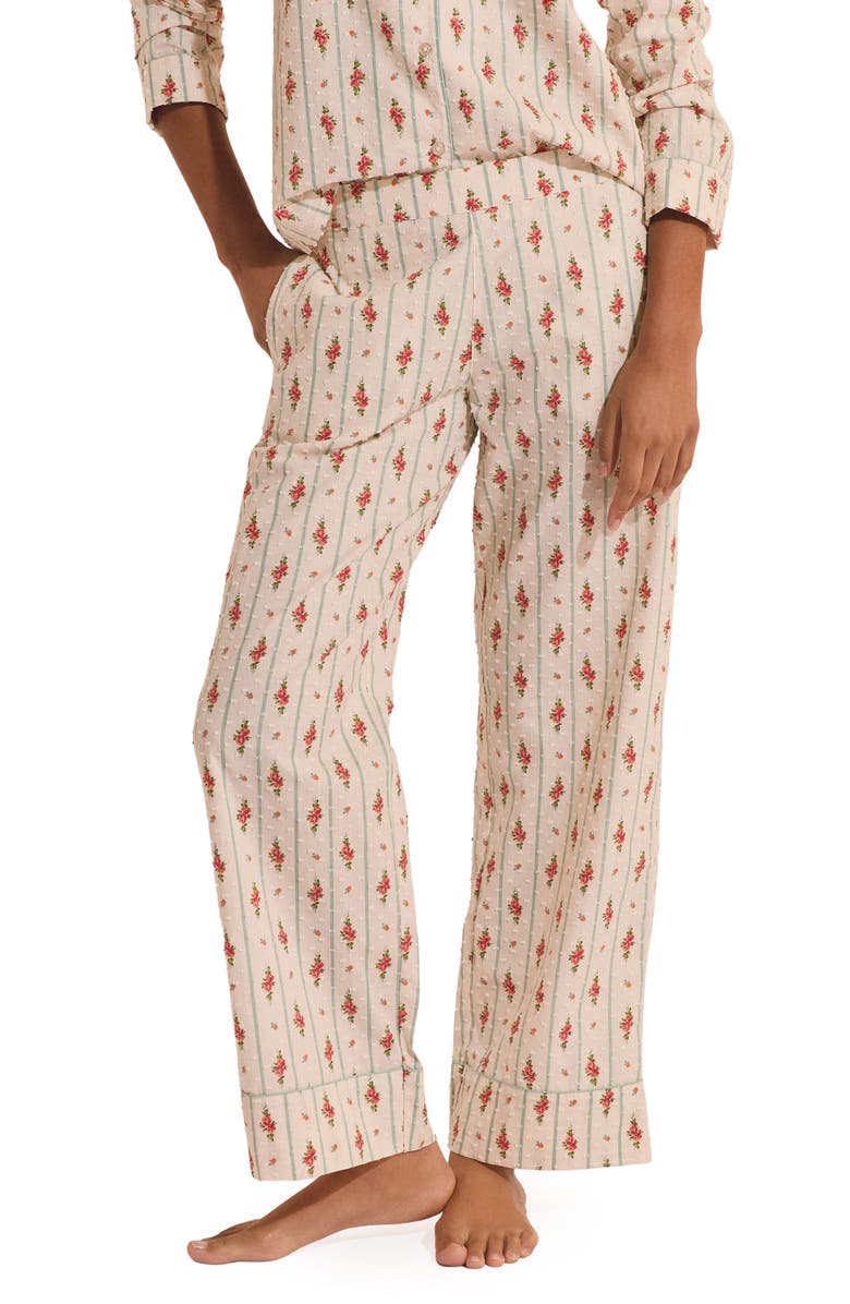 Etam Orea Swiss Dot Cotton Pajama Pants, Main, color, Powder Pink