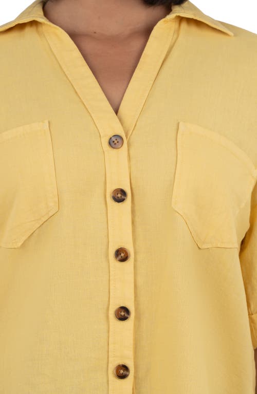 Kut From The Kloth Breland Boxy Linen Blend Button-up Shirt In Daffodil