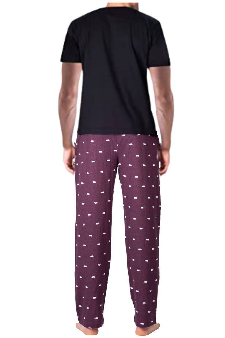 Knit Brushed California Bear Flannel Pajamas, Alternate, color, POLAR BEAR
