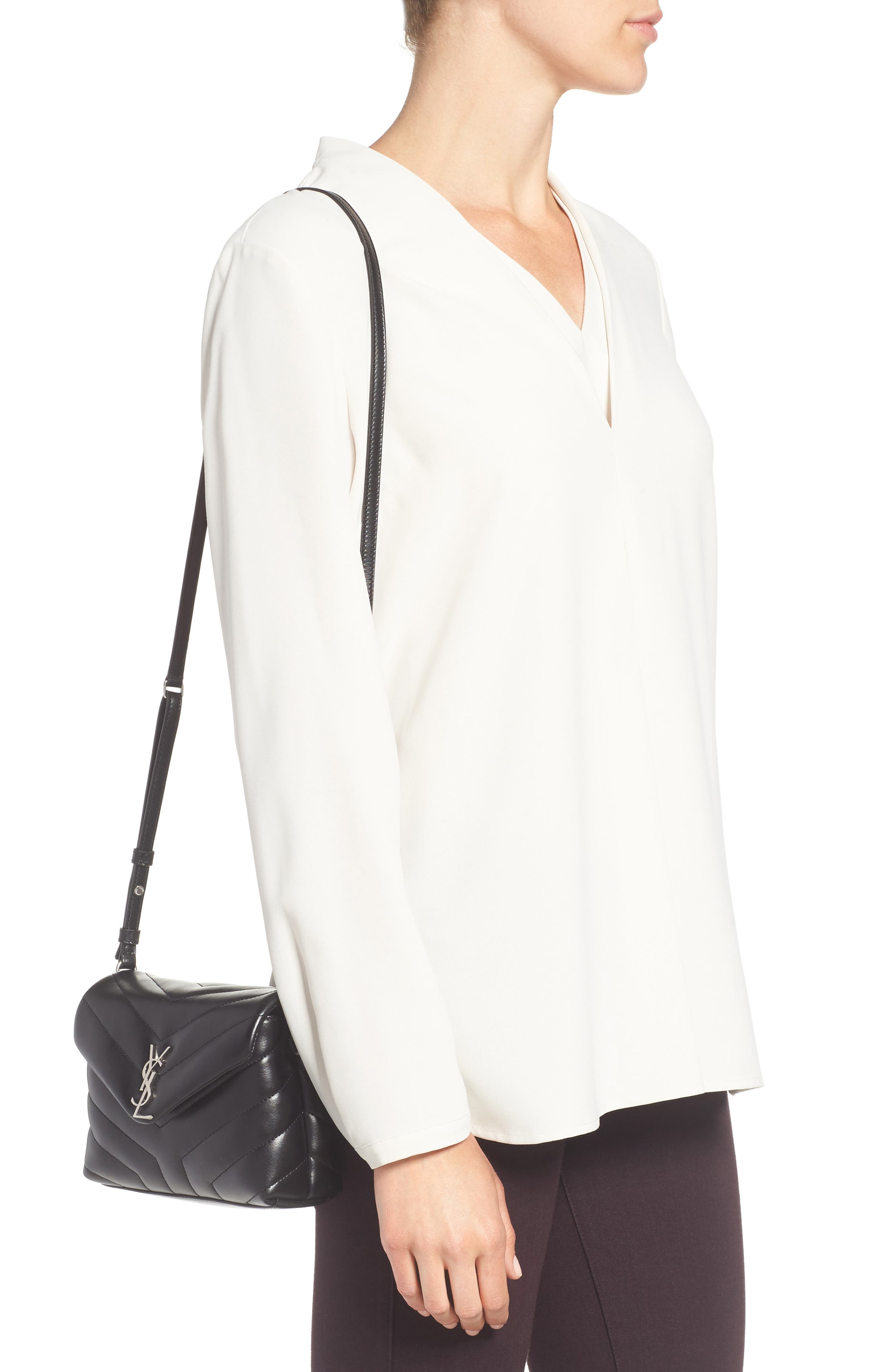 Toy Loulou Calfskin Leather Crossbody Bag, Alternate, color, NERO