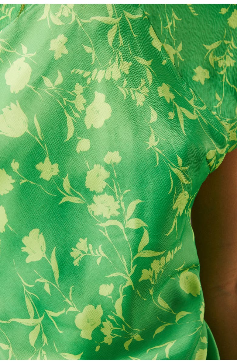 Warehouse Crinkle Satin Button Side Midi Dress, Alternate, color, Floral