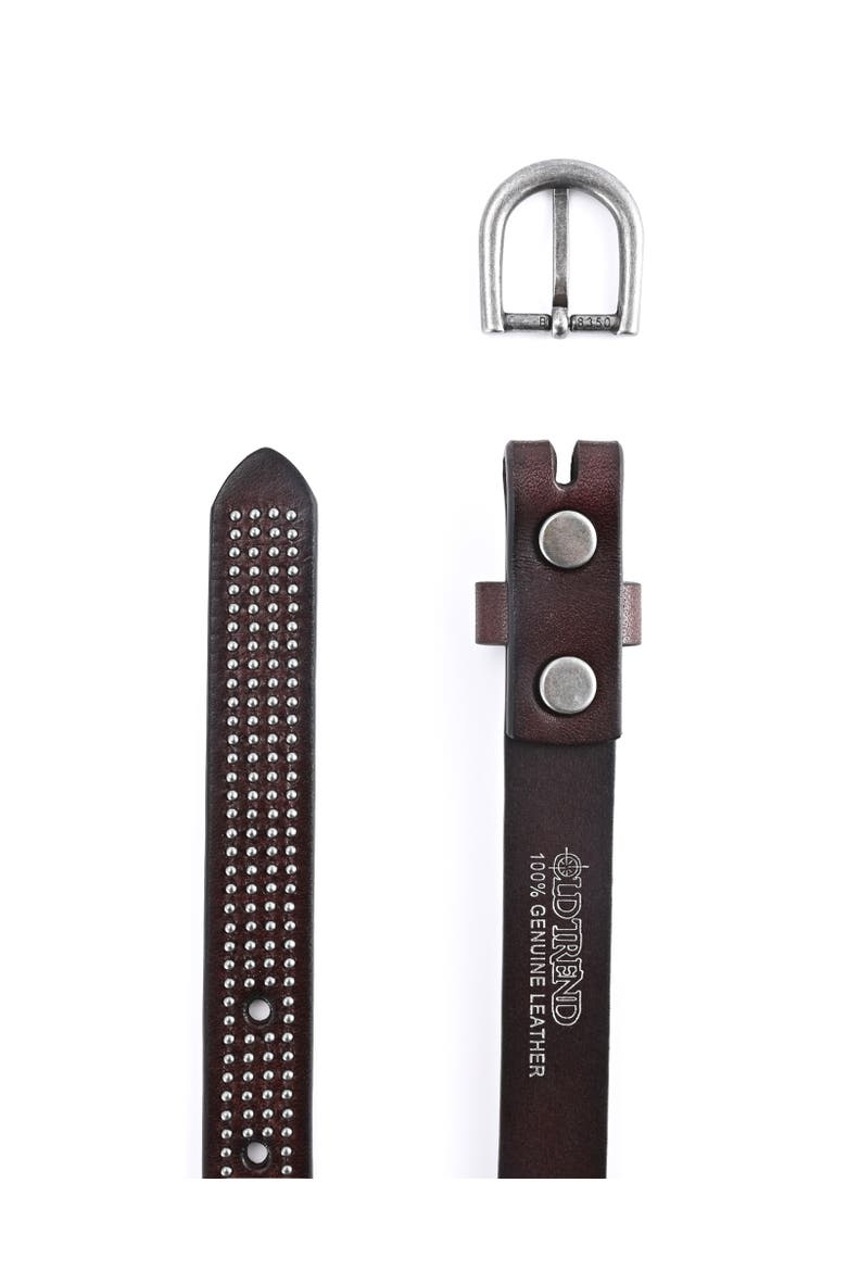 Stud Genuine Leather Slim Studded Everyday Belt, Alternate, color, Brown