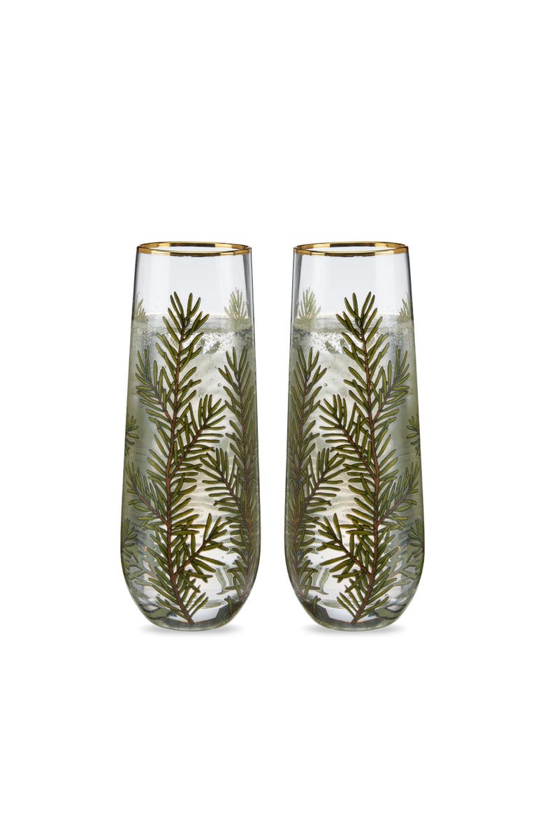 TWINE Woodland Stemless Champagne Flutes Set of 2, Main, color,