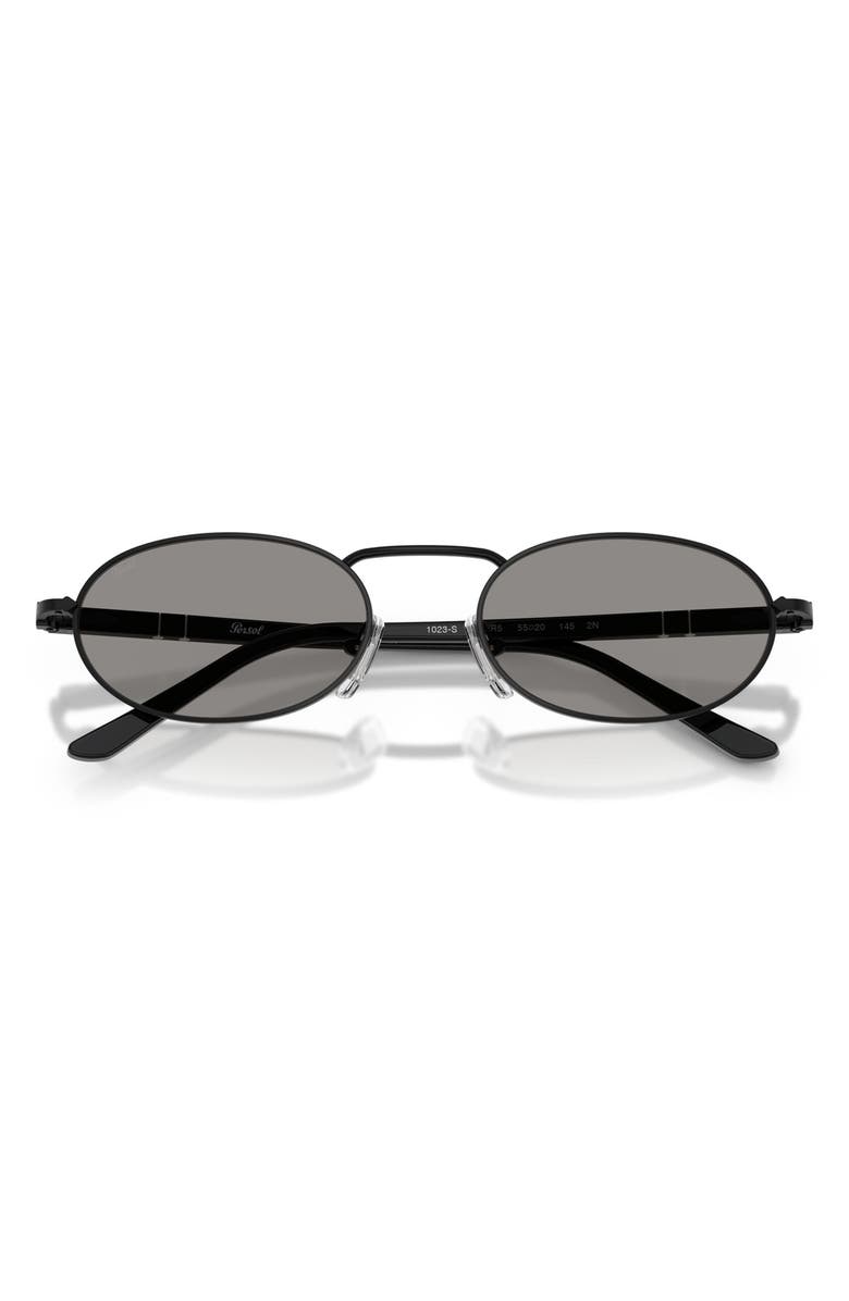 Persol 55mm Rectangular Sunglasses, Alternate, color, Black / Grey