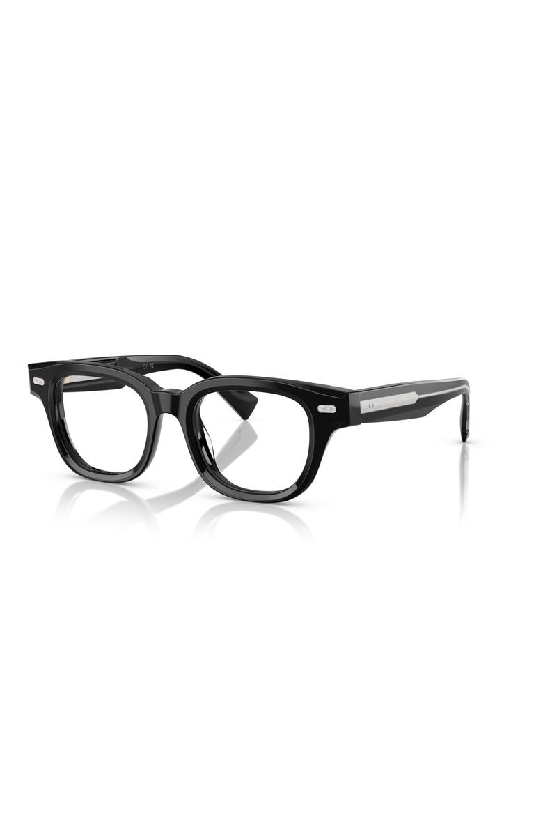 Brunello Cucinelli 48mm Rectangle optical glasses, Main, color, Black