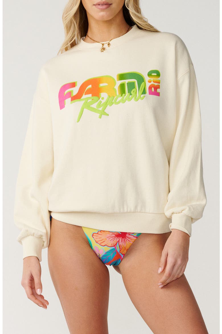 Tropical Groove Cotton Oversize Sweatshirt, Main, color, VANILLA