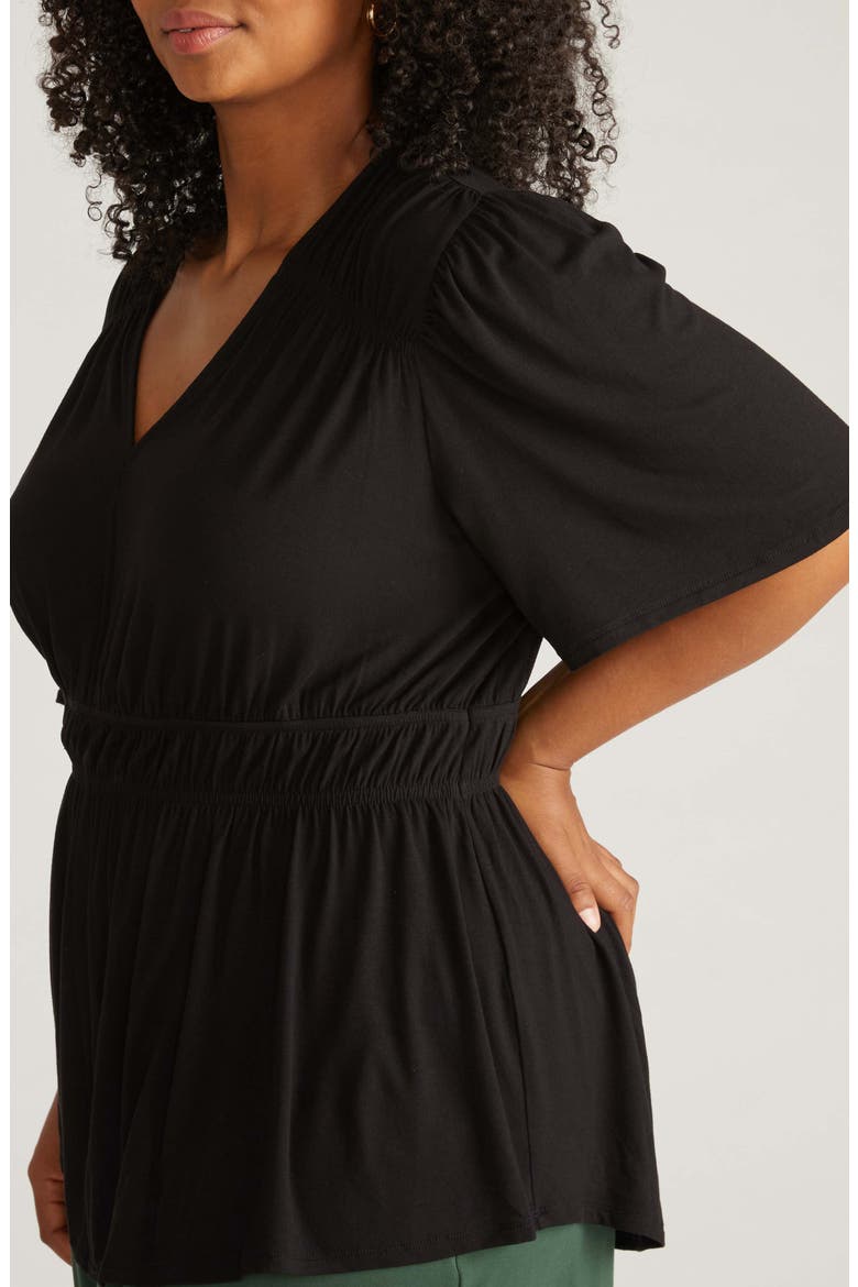 Liquid Jersey Peplum Top, Alternate, color, BLACK