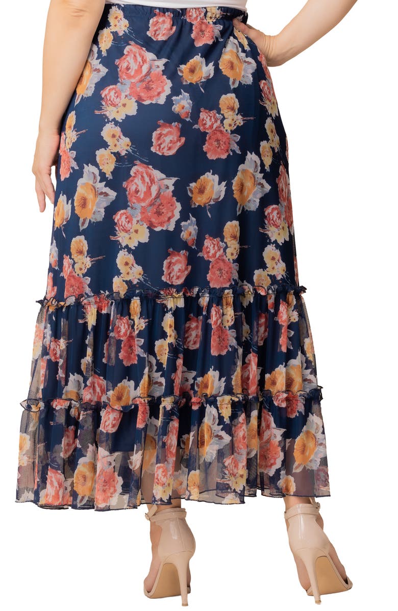 Kiyonna Isla Tiered Mesh Skirt, Alternate, color, Brushed Florals