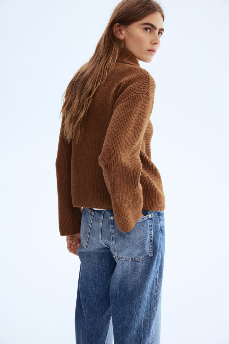 Zip-through Cardigan, Alternate, color, Brown