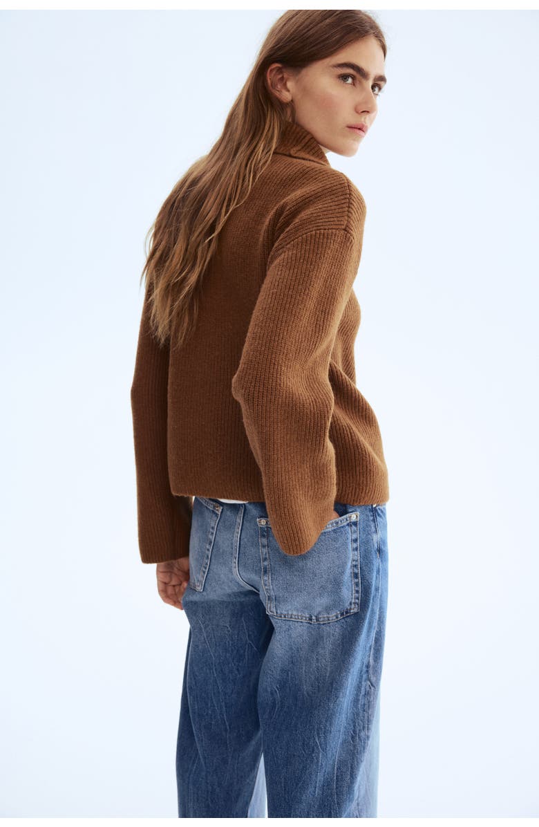 H&M Zip-through Cardigan, Alternate, color, Brown