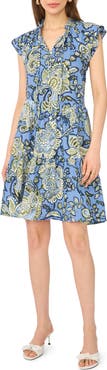Halogen® Floral Cap Sleeve Tiered Dress