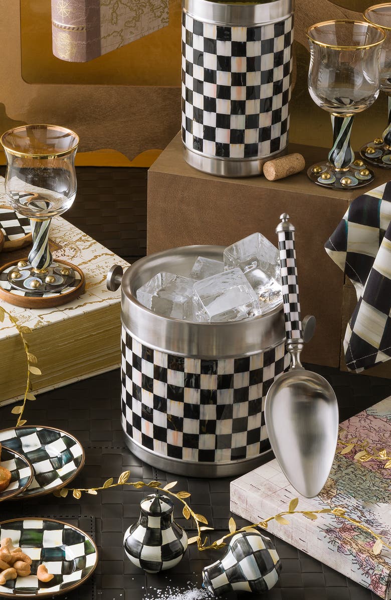MACKENZIE CHILDS Courtly Check Wine Cooler, Alternate, color, Black/ Silver