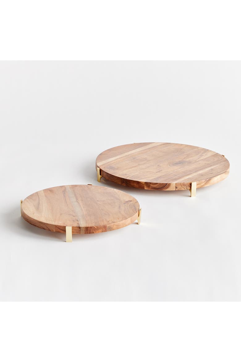 Cherie Round Stand Serving Boards Set of 2, Alternate, color, Brown
