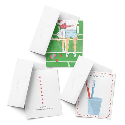Love/Valentine's Assorted Greeting Card Pack (3ct) "Pickleball couple, It's You, Toothbrush"