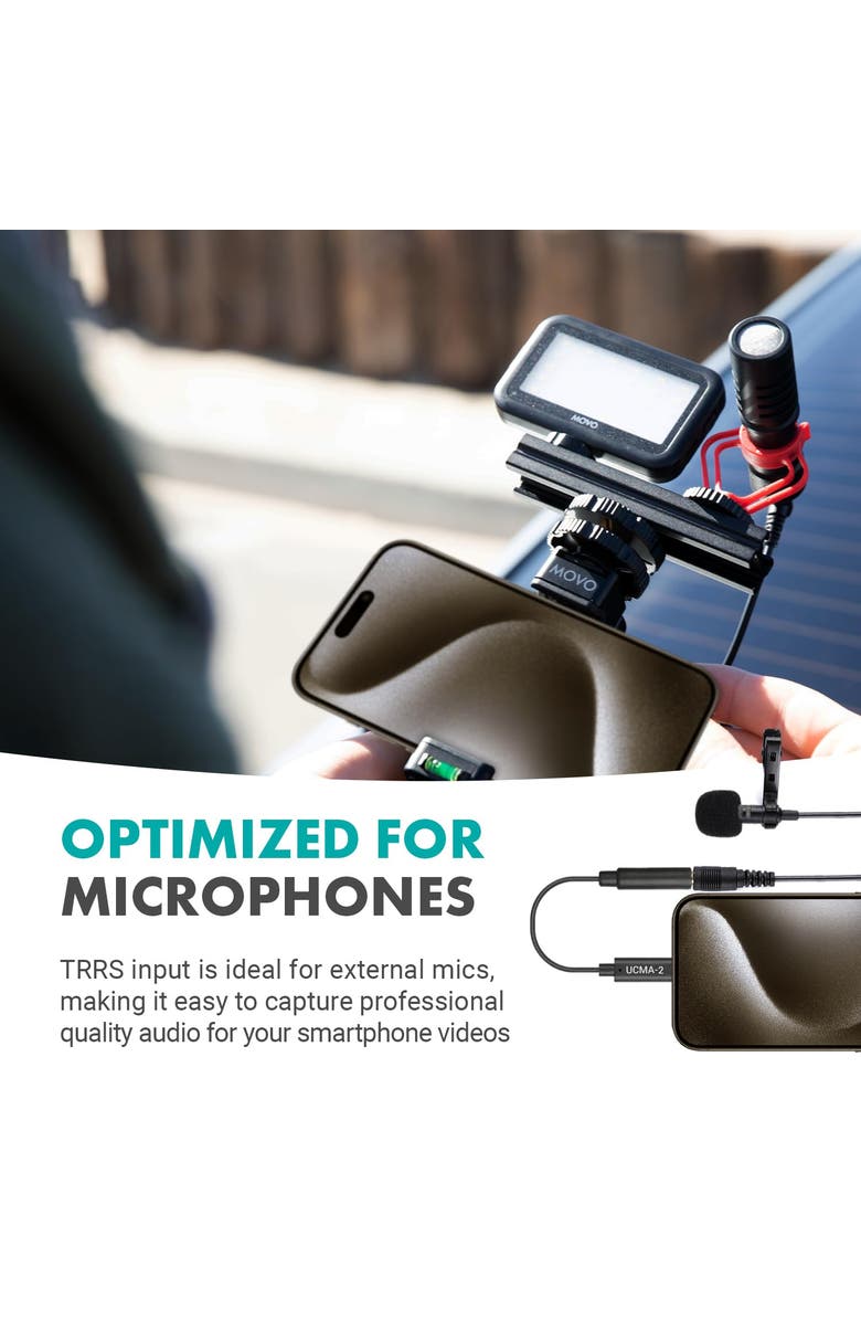 MOVO Female 3.5mm TRRS Microphone Adapter Cable to USB-C Connector Dongle, Alternate, color, Black