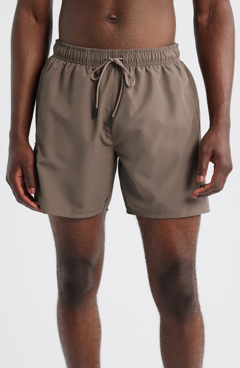 BOSS Dive Swim Trunks, Main, color, Medium Brown