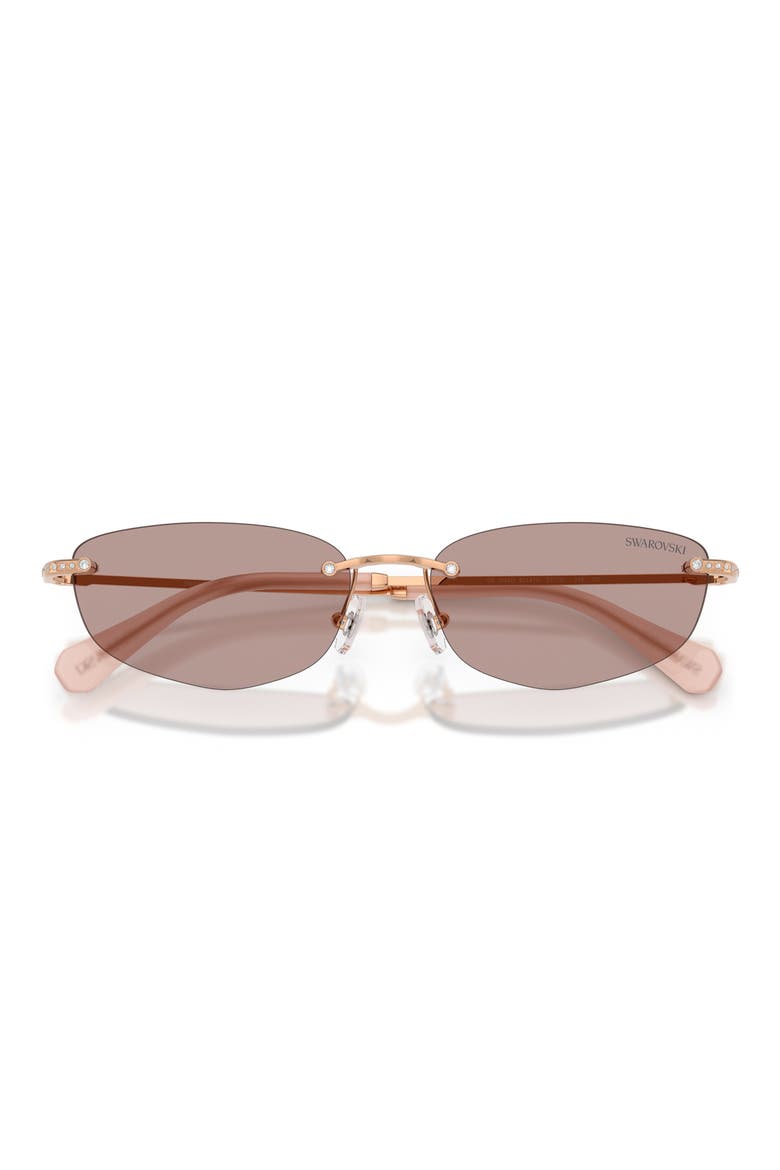 57mm Irregular Sunglasses, Alternate, color, ROSE GOLD / LIGHT PURPLE BROWN