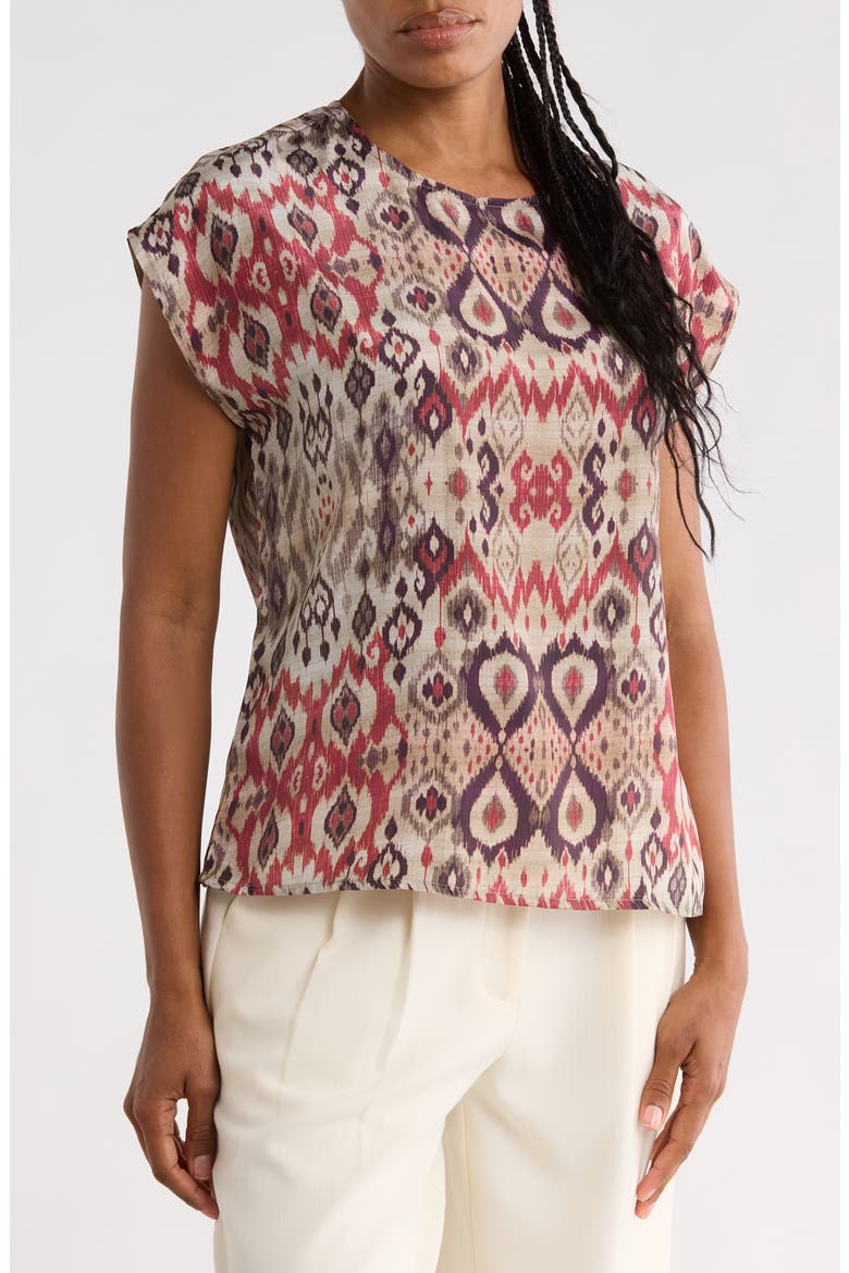 Cap Sleeve Shell, Main, color, BEIGE MULTI